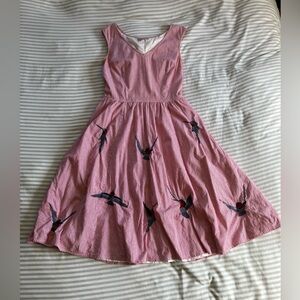 Hummingbird Embroidered Eshakti Cotton Dress